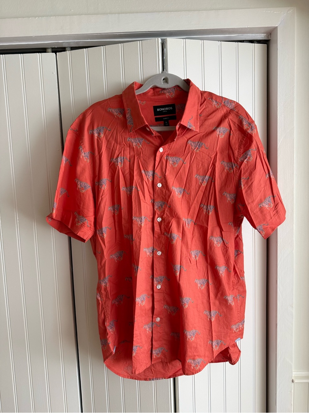Bonobos Coral Short-Sleeve Button-Down Shirt with Zebra Print